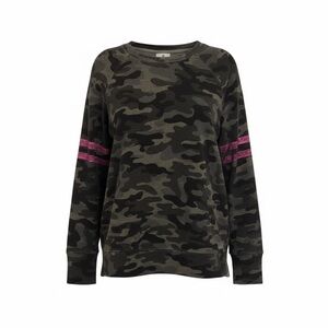 Sundry Camo with Pink Arm Stripes Long Sleeve Pullover Sweatshirt Size Small (0)